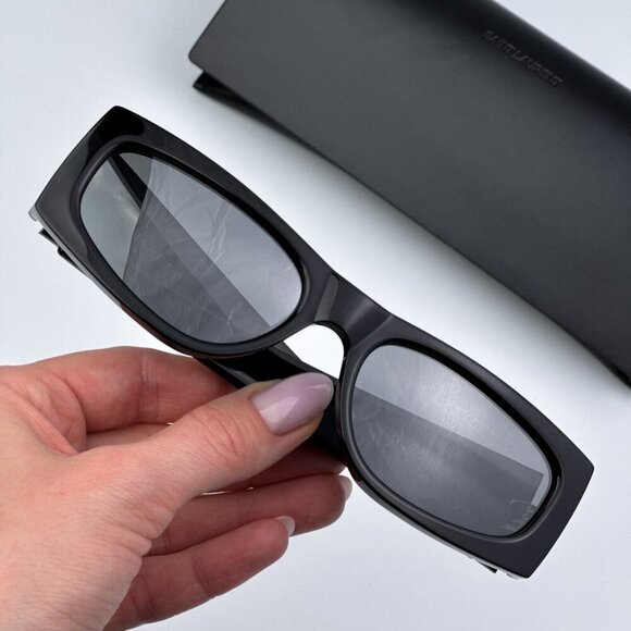 Saint Laurent SLM140/F 002 BRAND NEW Sunglasses Black Grey Silver Mirror Unisex main image 8